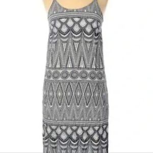 H&M Summer Midi Dress Navy Blue Casual Double Slit Soft Rayon SZ 6